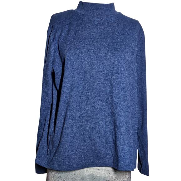 Blue Mock Neck Long Sleeve Tee Size Petite XL - Picture 1 of 3